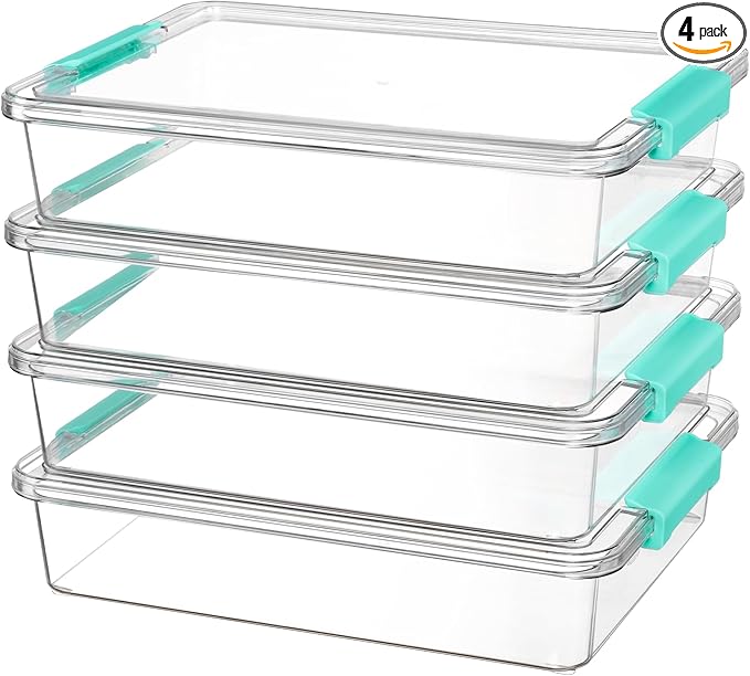Vtopmart 6 Qt Plastic Storage Bins with Lids, Clear Sensory Bins, Arts Crafts Organizers and Storage, Stackable Containers fo