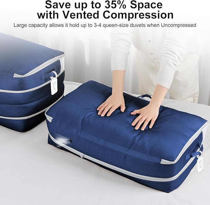 Comforter Storage Bag - Large Capacity Bedding Storage Bags Ultra Space Saving Self Compression Organizer, Washable Compressi