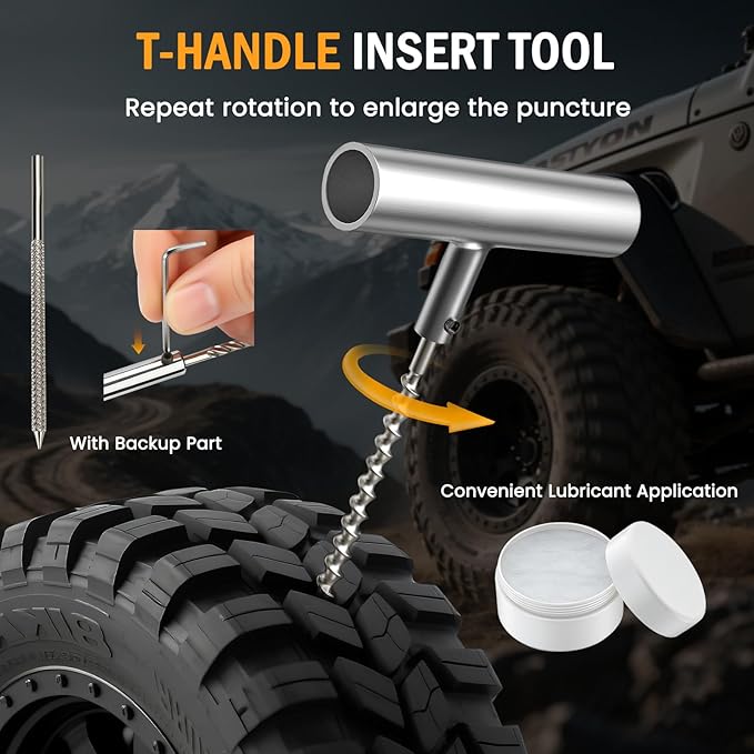ORCISH Heavy Duty Tire Plug Kit - 70pcs All-in-One Universal Tire Repair Kit for Tubeless Flats, Emergency Tire Patch Kit for