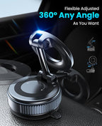 Magnetic Suction Cup Phone Mount for Magsafe, 360° Adjustable Magnetic Car Phone Holder, Pocket Size Foldable Car Mount, Cell Phone Holders for Your Car for iPhone 17 16 15 14 13 12 Series