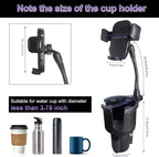 JINKEY Cup Holder Phone Mount, 360°Rotation Gooseneck Car Cup Holder Expander with Cell Phone Holder with Adjustable Base Pho