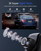 Dash Cam 2K, WiFi Dashcams with APP, External GPS, 1.5'' IPS Screen, Front Dash Camera for Cars, Mini Car Camera, WDR Night V