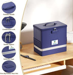 Fireproof File Box with Lock, Document Box Storage Organizer, Suitable for Hanging File Folders in Letter Size, Collapsible F
