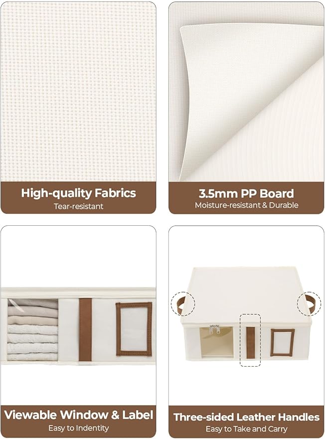 Large Under Bed Storage Containers with 4-Pack Bed Sheet Organizers and Storage