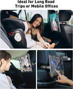 AboveTEK Tablet Holder for Car Headrest- Anti-Theft iPad Car Holder Back Seat, Secure Locking System with 360° Swivel, Universal for 4-11" Tablets, Durable Aluminum Mount for Travel & Business, Black