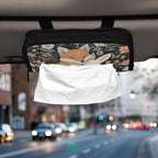 Car Tissue Holder Car Visor Organizer Tissue Box Holder for Car Sun Visor Organizer with Car Vehicle Accessories Essentials Interior for Women Men Forest Fox Bunny Flowers Green