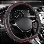 Yourkar Car Steering Wheel Cover, 15 Inch Leather D-Shaped Comfy Grip Steering Wheel Protector, Anti-Slip Steering Wheel Cove