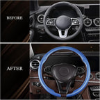 Aimato Car Steering Wheel Cover Carbon Fiber, Ultra-Thin Car Steering Wheel Cover,Comfortable & Breathable Microfiber,Universal Fit for Most Cars, Matte Blue