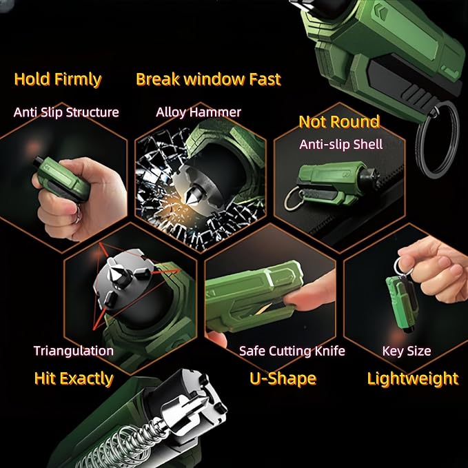 Window Breaker and Seatbelt Cutter Keychain,2 in 1 Car Safety Hammer Glass Break Under Water,Emergency Window Punch Escape To