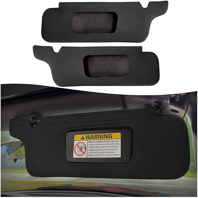 KBH Sun Visor Cover for Ford Mustang 1994-2004, Vinyl Leather Trim, Car Sunvisor Protector Covering, Left and Right Side, Anti-Scratch, Black (Leather Covers Only)