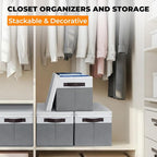 Extra Large Storage Baskets with Lids 8 Pack, 33 QT Blanket Basket for Organizing/ Stackable Decorative Closet Organizers and