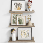 Axeman Picture Ledge Shelf | 16 Inch Grey Floating Shelves Set of 3 | Rustic Grey Wood Wall Shelves with Lip | 16" Picture Sh