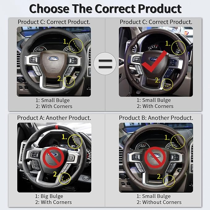 Hand Sewn Steering Wheel Cover,Fit for Ford F-150 2015 2018/Expedition 2018/F-150 Limited 2016/F-Series Super Duty 2017 2020 2022,Non-Slip Breathable Microfiber Leather Steering Wheel Cover