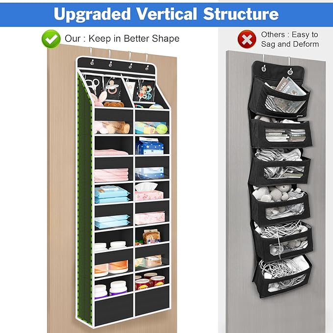Univivi 6-Shelf Over Door Hanging Organizer Fabric Door Storage for Baby Nursery Nursery Closet Cabinet Wall Mount Hanging St