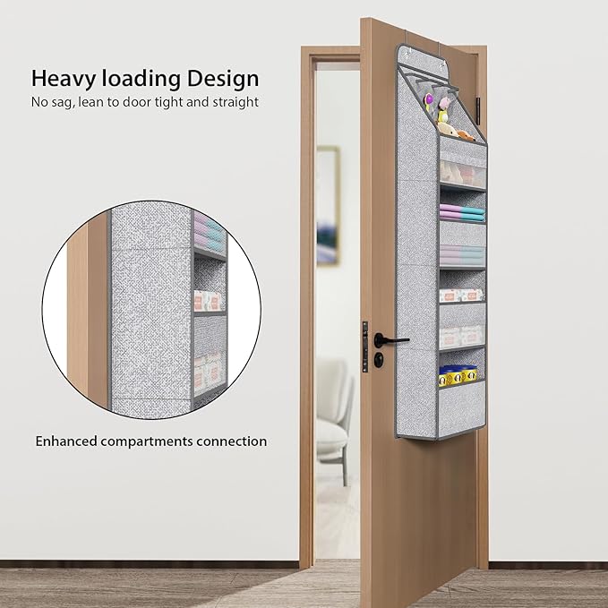 Univivi 5-Shelf Door Storage Over Door Hanging Organizer with 4 Large Pockets and 3 Small PVC Pockets Nursery Closet Cabinet 