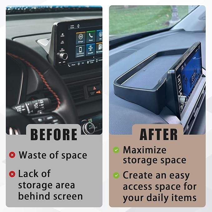 Muslogy for 2026 2025 2024 Pilot Dash Storage Tray Insert Behind Screen Center Console Organizer Interior Accessories Compatible with Honda Pilot 2023-2026 Sport EX-L TrailSport Touring Elite(Black)