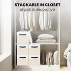 Large Closet Organizer Bins with Lids 8 Pack - Nursery Storage Baskets for Shelves Bedroom Dorm - Stackable RV Closet Organiz