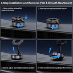 Vacuum Magnetic Car Phone Holder for Magsafe, Hands-Free 360° Adjustable Suction Cup Phone Mount for Car/Gym/Mirror/Smooth Surface, Compatible with iPhone & Android (Silver Black)