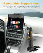 Car CD Slot Mount Tablet Holder with Adjustable Arm, Universal 360° Rotation Truck CD Player Tablet Holder for 4-13" iPad Pro Air Mini, Phone, Galaxy Z Fold, Fire HD