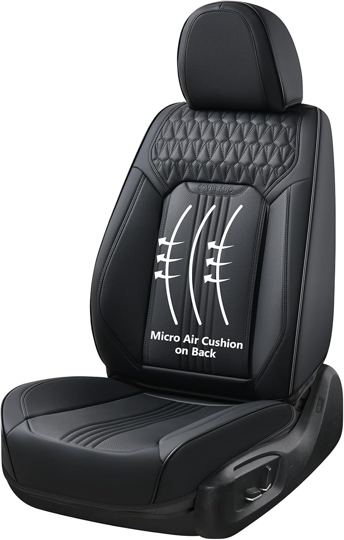 Coverado Seat Covers, Car Seat Covers Front Seats, Black Seat Cover, Waterproof Car Seat Cushion, Front Car Seat Covers Leath