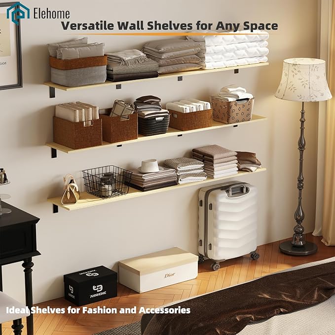 Floating Shelf Board for Wall 5/8" –1 Pack Board Only, No Brackets – 72" L x 10" W x 0.6" T Lite Oak Melamine Wood Floating S