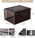 Hat Organizer for Baseball Caps,set of 6, Transparent Storage Box Hat Holder With Clear Magnetic Door, Stackable Rack, Easy t