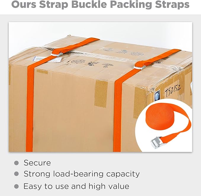 Riakrum 15 Pack 16 Feet Lashing Straps Adjustable Kayaks Tie Down Cam Buckle Straps with Buckles up to 250lbs for Cargo, Luggage, Motorcycles, Truck, Car Roof Rack, Sup Surfboard(Orange)