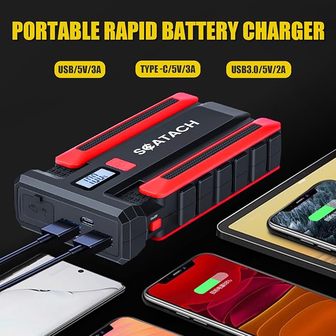 Scatach Jump Starter 5000A, 12V Car Battery Jump Starter Battery Pack (up to 10.0L Gasoline and 8.0L Diesel Engine),