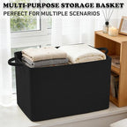96L Large Blanket Basket,24"x16"x15"Rectangle Storage Bin with Handles,Woven Rope Laundry Basket for Toys, Clothes,Magazines,