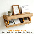 Magic Flap Hidden Shelf with Secret Compartment, Wall Mounted Floating Shelf with Concealed Storage Drawer, Hidden Compartmen