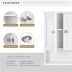 MCS 23x18 White Medicine Cabinet Organizer, Wall Mounted 2-Door Bathroom Cabinet for Over-The-Toilet Storage, Bathroom Furnit