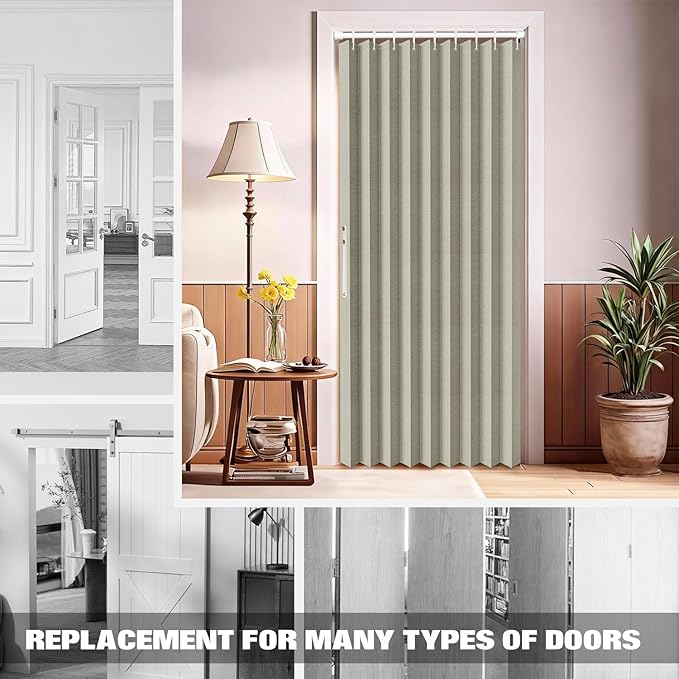 JILRON 100% Blackout Fabric Folding Door Curtain with Magnetic Closure - Accordion Style for Sliding Doors, Closets,Wardrobe 