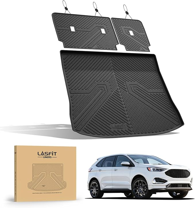 LASFIT Floor Mats&Cargo Backrest Mat for Ford Edge 2015-2024,Costom Fit All Weather Protection TPE Easy Clean Floor Liners, Keep Your Car Trunk Clean and Tidy,1pcs.
