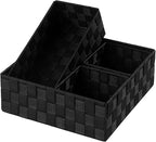 Posprica Small Black Baskets Cube Bin Container Tote,Woven Storage Baskets for Organizing Organizer Divider for Drawer, Close