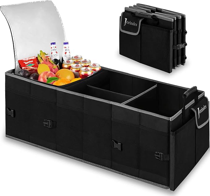 Trunk Organizer With Built-In Insulated Leak Proof Cooler Bag,Collapsible Cargo Organizer For Suv With Non Slip Bottom