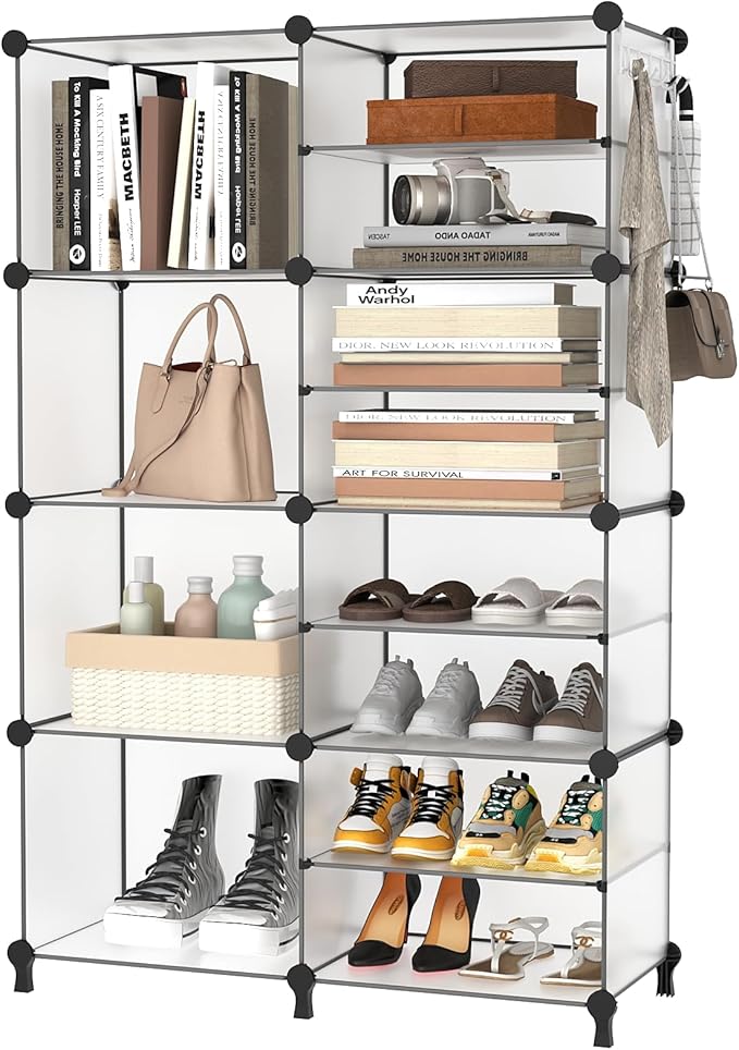 AWTATOS Closet Organizer 8 Cube Storage Shelves Clothes Organizers Closet Storage Stackable Cubby Shelving for Closet Bedroom