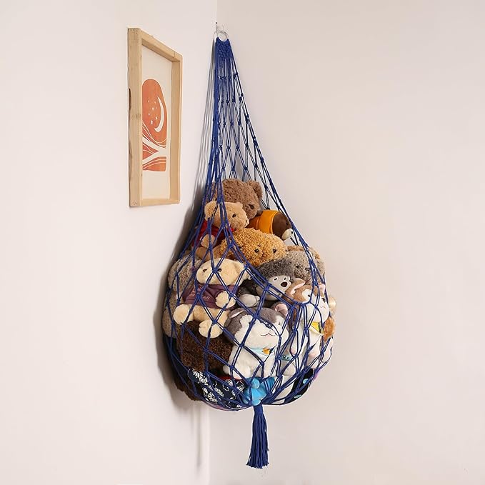 Amdermi Novel Stuffed Animal Hammock Corner Hanging Net for Stuff Aniaml Storage Macrame Toy Display Plush Toy Holder-Perfect