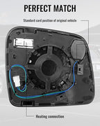 Driver Side Mirror Glass Heated With Blind Spot Detection & Power Heated Fit for Jeep Grand Cherokee Dodge Durango 2011-2021, Left Rearview Mirror Lens with Holder