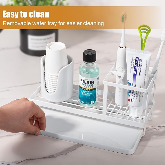 Toothbrush Holders for Bathrooms, Carbon Steel Tooth Brushing Holder Electric Toothbrush and Toothpaste Organizer Bathroom Ac