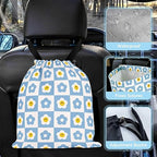Checkered Smiling Daisy Car Trash Bag - Waterproof Car Trash Bag Hanging Leakproof Car Garbage Bag - Washable Reusable Trash Bag For Car Interior Hanging Organizer Storage Vehicle Travelling Camping