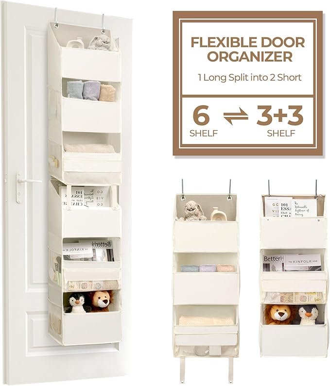 GRANNY SAYS Over The Door Organizer, 6-Shelf Detachable Behind the Door Storage with 8 Pockets, Waterproof Anti Tilt 40lb Lar