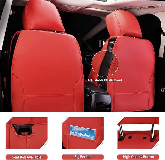 CAR PASS Nappa Leather Bling Diamond Car Seat Covers Full Set Universal Cushioned, Waterproof Heavy-Duty Anti-Slip Luxury Lea