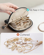 VLANDO Small Jewelry Travel Case,Travel Essentials for Women,Jewelry Pouch Bags with Zipper,Velvet Jewelry Organizer Storage 