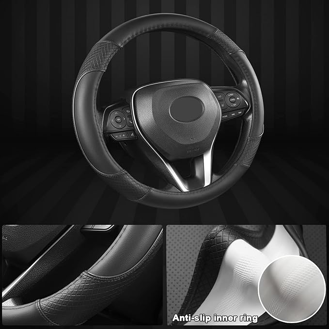 GIANT PANDA Steering Wheel Cover for Toyota, Auto Car Steering Wheel Cover for Toyota Highlander Rav4 Corolla Camry - Solid B