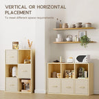 EXPERLAM 6 Cube Storage Organizer - Solid Wood Bookshelf with 3 Storage Bins, Cube Shelf with 2 Removable Back Panels, Vertic