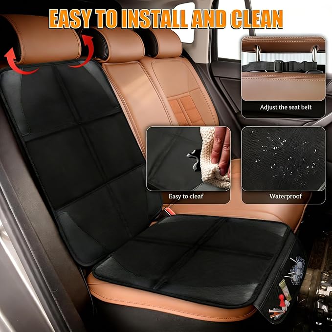 Bacgnyer Car Seat Protector, 1 Pack Carseat Seat Protectors with Thick Padding and Non-Slip Backing, Waterproof 600D Fabric C