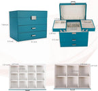 Dajasan Jewelry Box Organizer, Jewelry Holder Organizer Box, 4 Layers Leather Jewelry Storage Box, Gift Idea for Women, Girlf