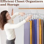 4 Pack Legging Organizer for Closet, Metal Gym Clothes Organizer w/40 Clips Holds 40 Leggings, Scarf Hangers Space Saving, Cl