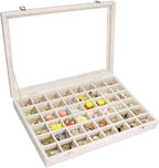 Vicoter Velvet Jewelry Tray 48 Compartments Jewelry Display Organizer with Transparent Cover Rings, Earrings, Necklaces, Pend