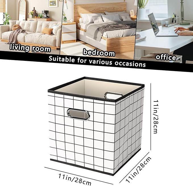 Yunkeeeper storage bins Cubes, Fabric Cube Organizer with Handle, Foldable Cube Bins for Cloth or Accessary Storage, 11x11x11